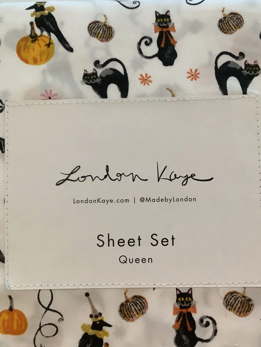 London Kaye Halloween 4 Piece Queen Sheet Set New